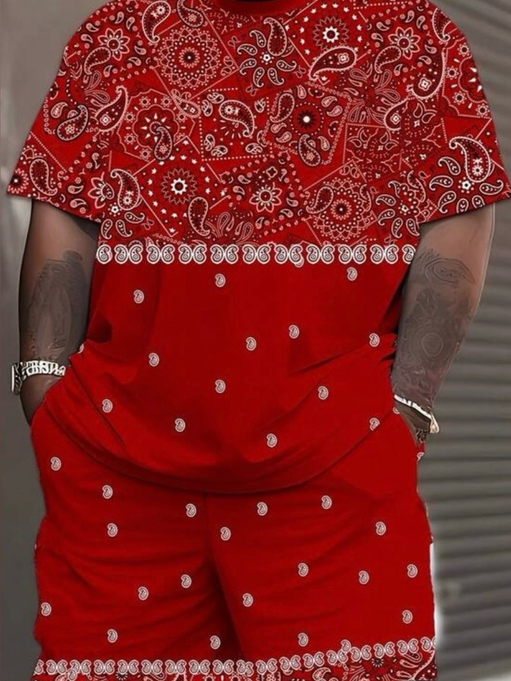 Red Bandana Print Short Set